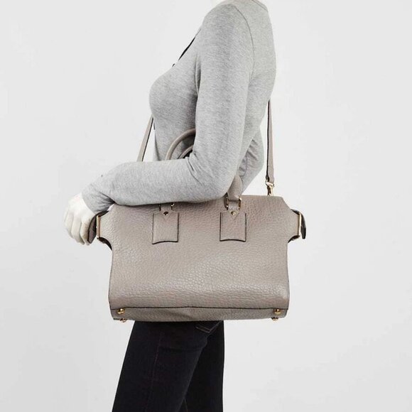 Burberry Grey Embossed Check Leather Dewsbury Tote Bag - Picture 2 of 12